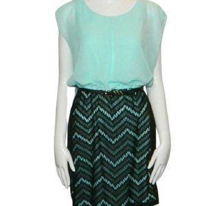 Maurices $44 Cool Green & Black Belted Dress Sz S